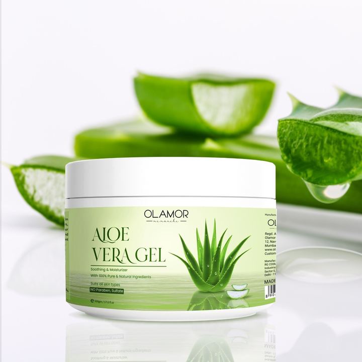 Olamor Aloe Vera Gel soothing moisturiser, paraben and sulfate free, 500 g jar