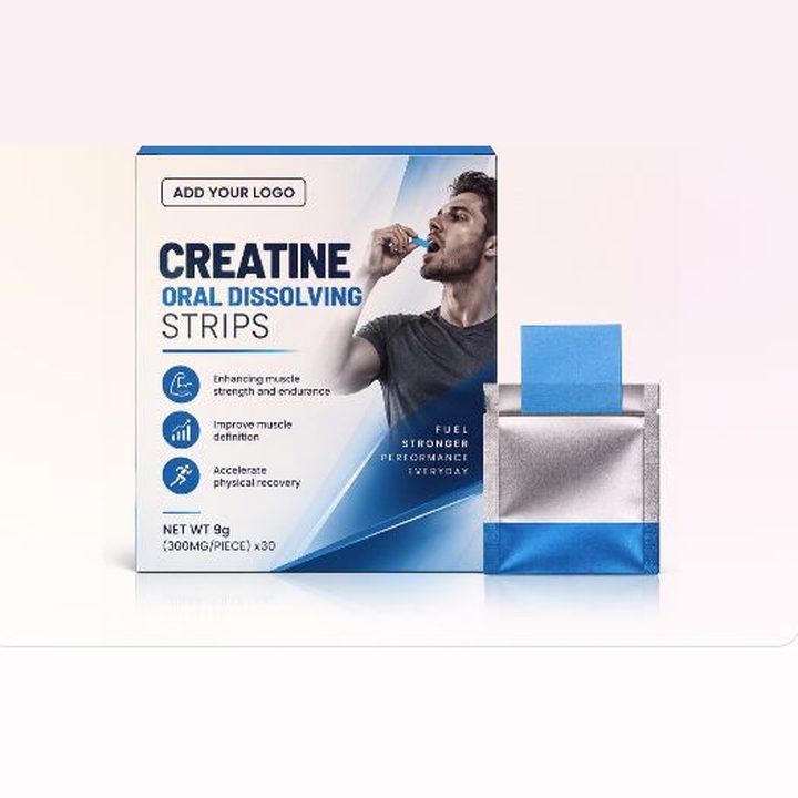 Private label creatine oral dissolving strips, 30 strips of 300 mg