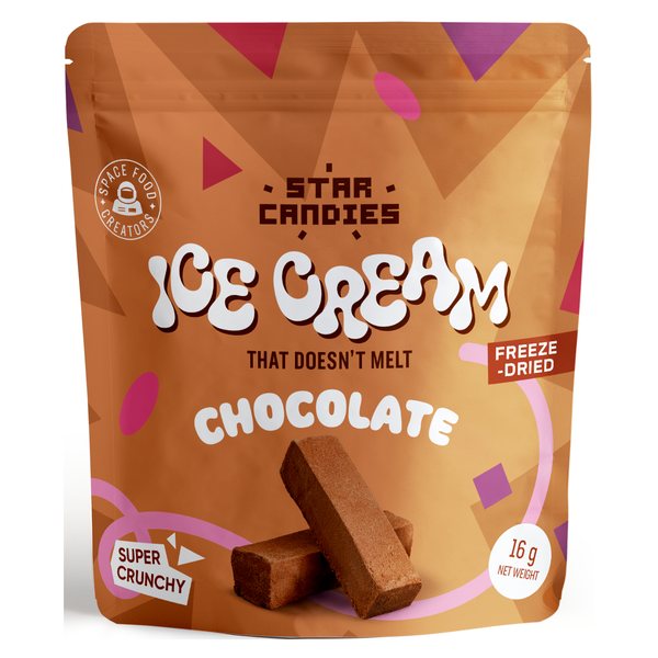 Star Candies freeze-dried Chocolate ice cream that doesn't melt, 16 g pouch