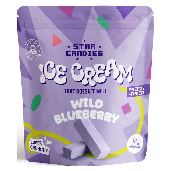 Star Candies freeze-dried Wild Blueberry ice cream that doesn't melt, 16 g pouch